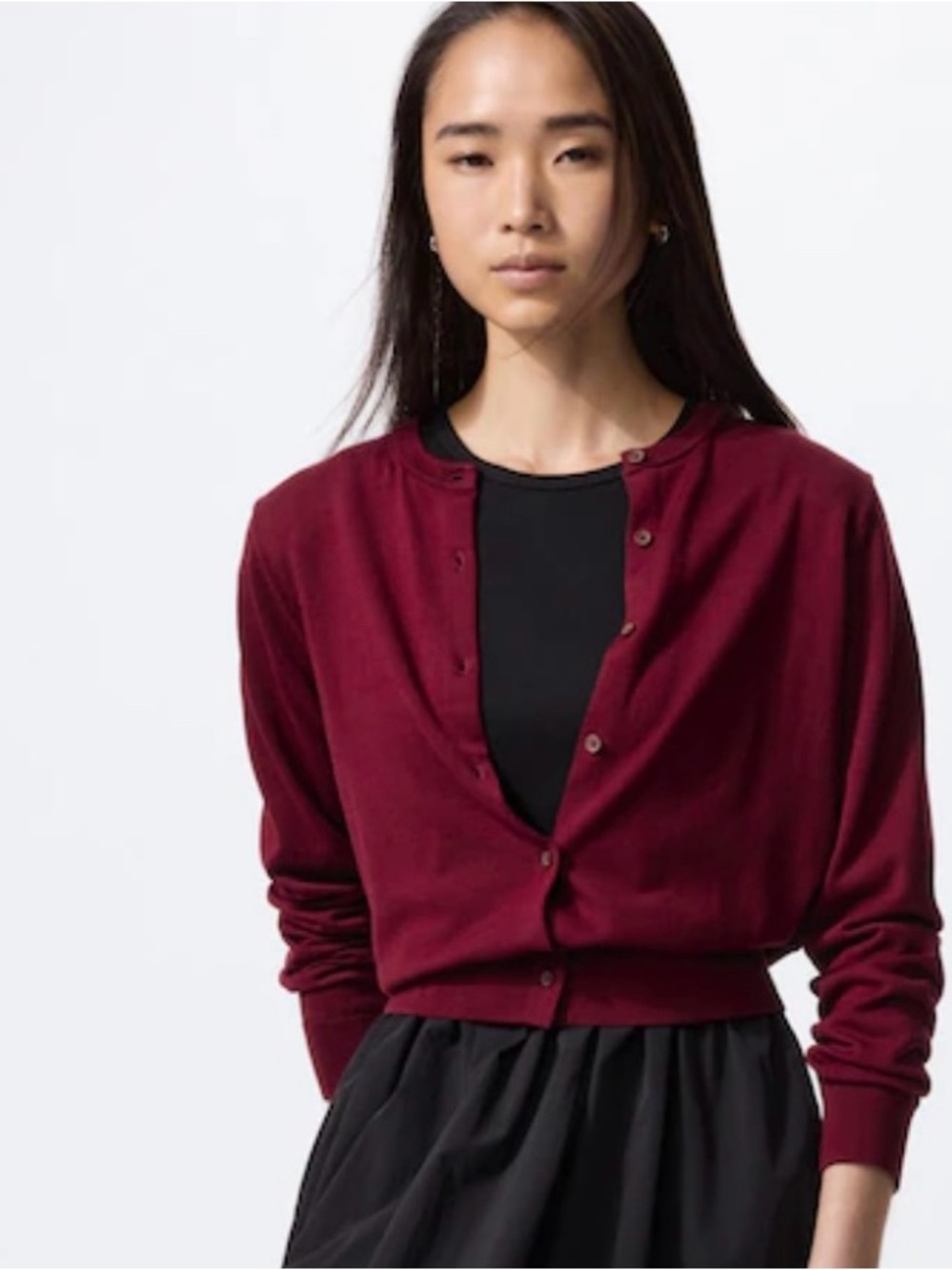 UNIQLO Women's Burgundy/Red UV Protection Crew Neck Cardigan